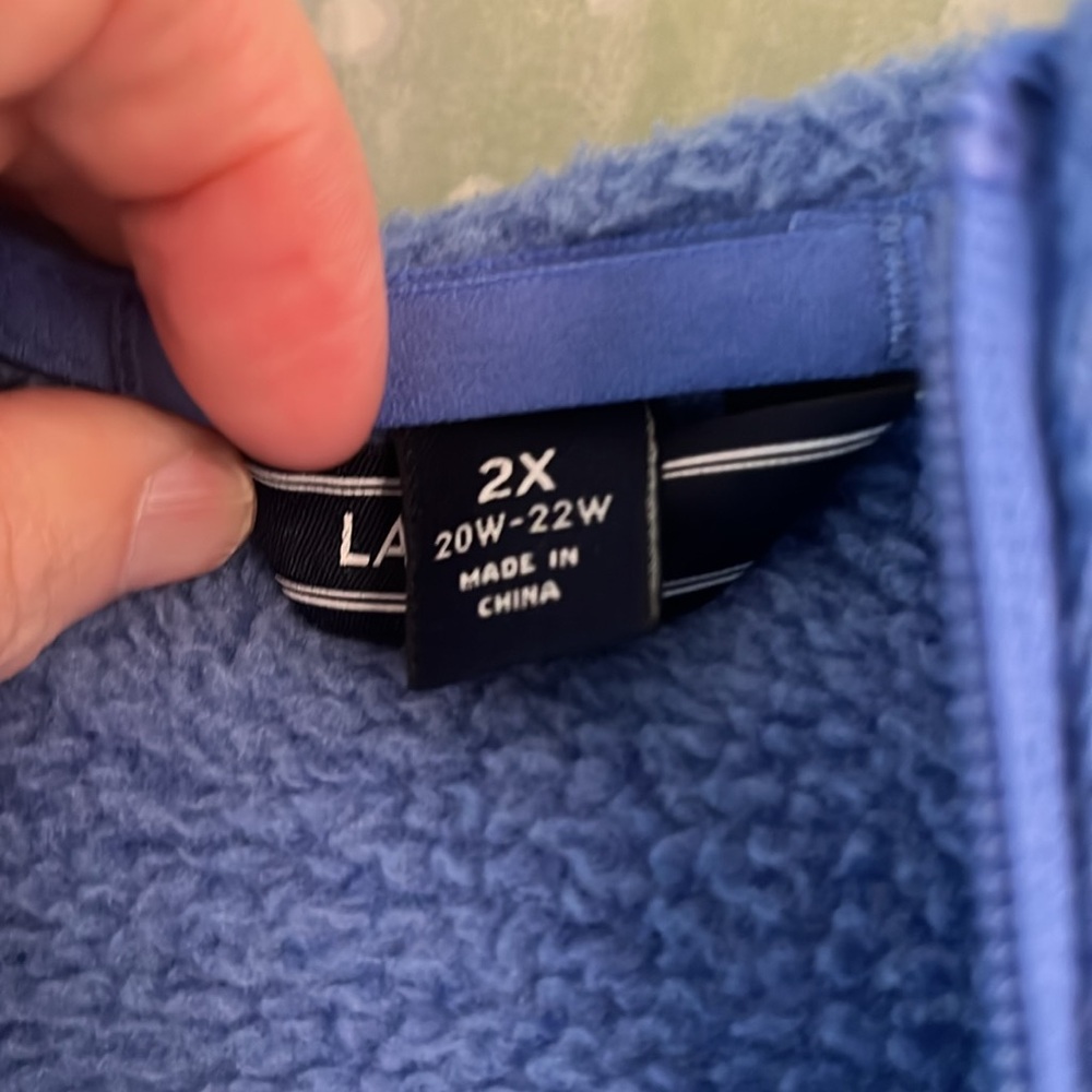 Lands End blue hooded sweatshirt with double zipper size 2X - Picture 5 of 8